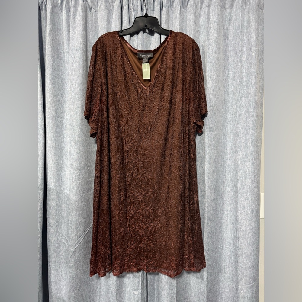 Working Classics Lane Bryant Brown Lace Midi Dress 26/28 NWT